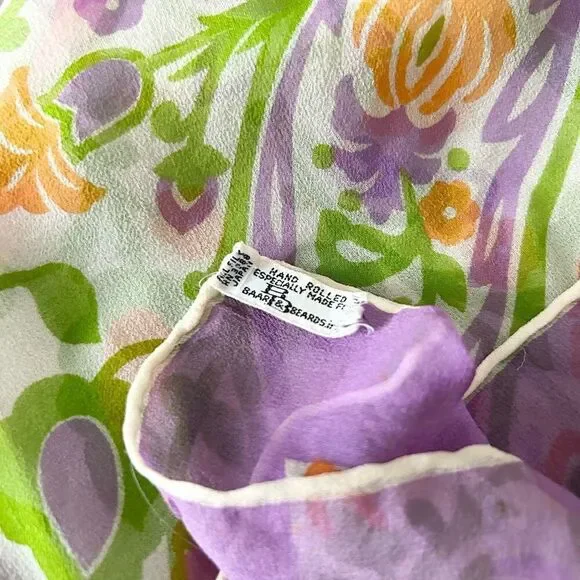 Vintage Baar and Beards 100% Silk Floral Scarf 60s-70s Style Print - Picture 3 of 4